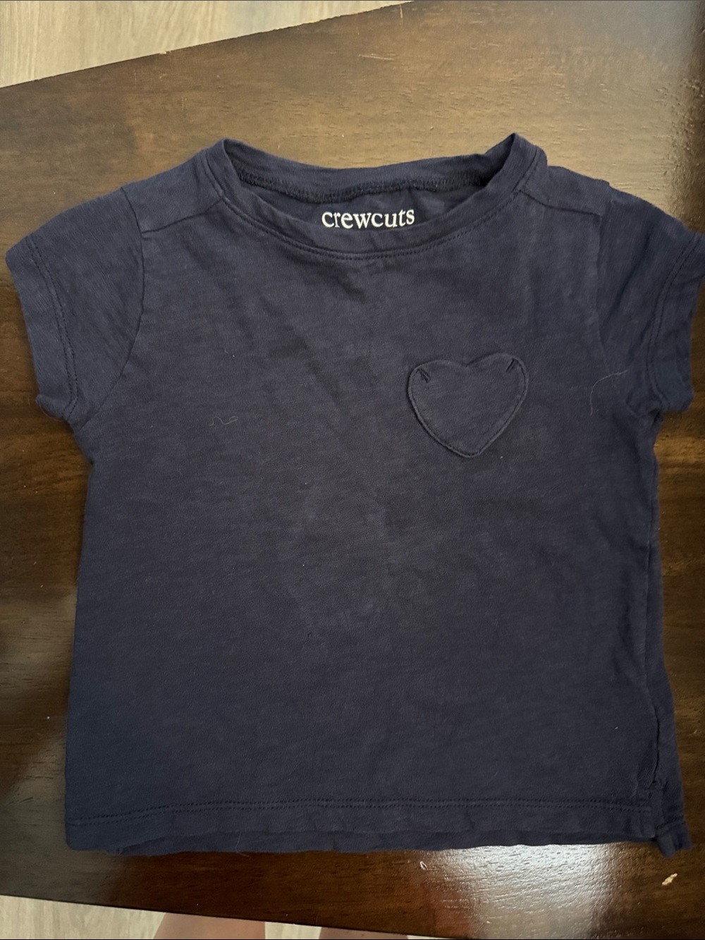 Crewcuts Navy Short Sleeve Tee with Heart Patch